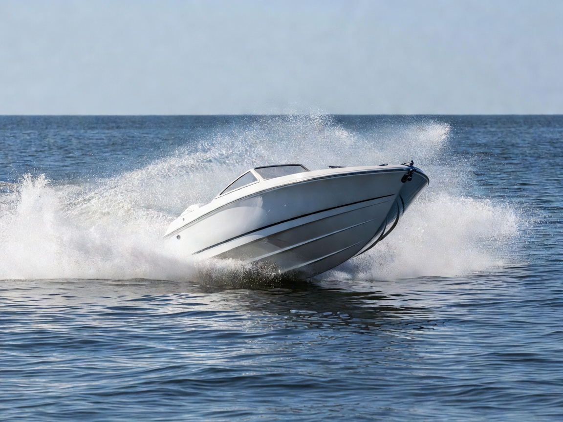 Motorboat moving fast on the water